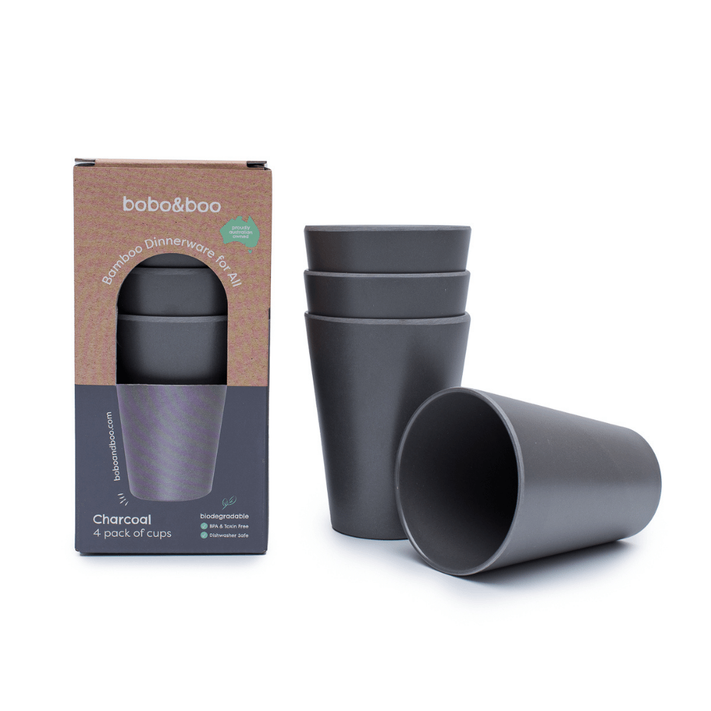 Bobo&Boo Large Cups 4 pack - Charcoal Grey