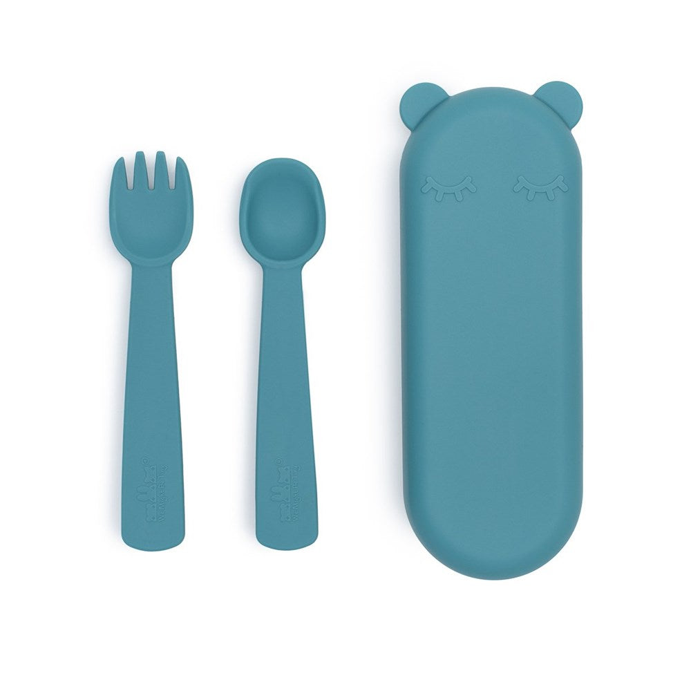 We Might Be Tiny - Feedie Fork & Spoon Set - Blue Dusk