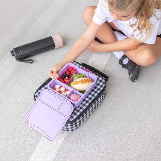 MontiiCo Insulated Lunch Bag - Black Gingham