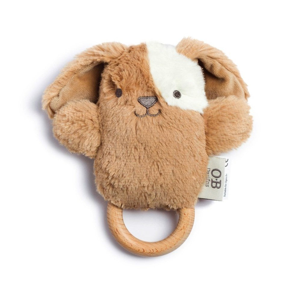 OB Designs Baby Rattle & Teething Ring - Duke Dog