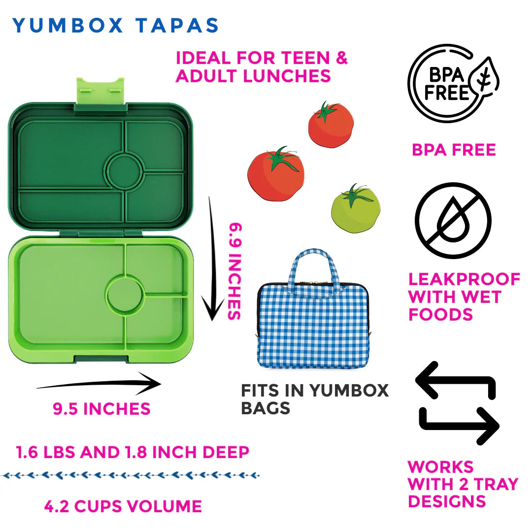 Yumbox Tapas 4C - Palm Green (Lime Tray)