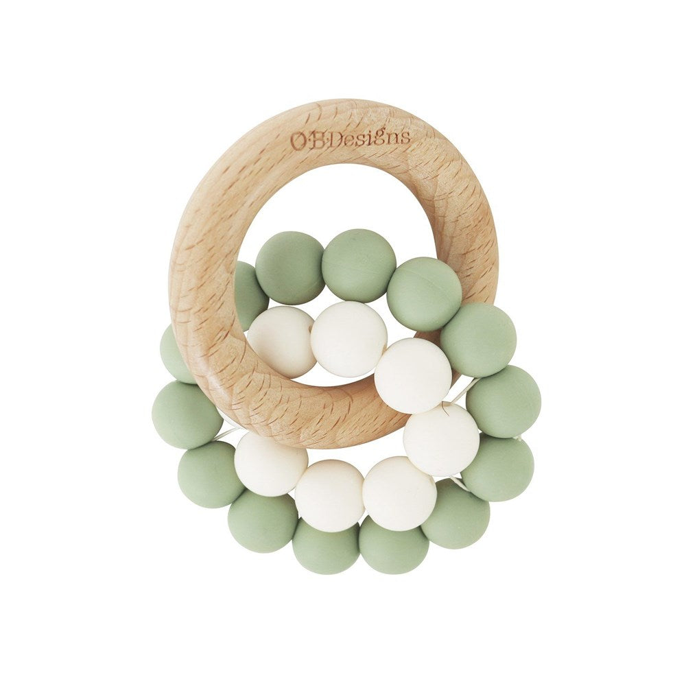 OB Designs Beechwood & Silicone Teether Toy - Sage