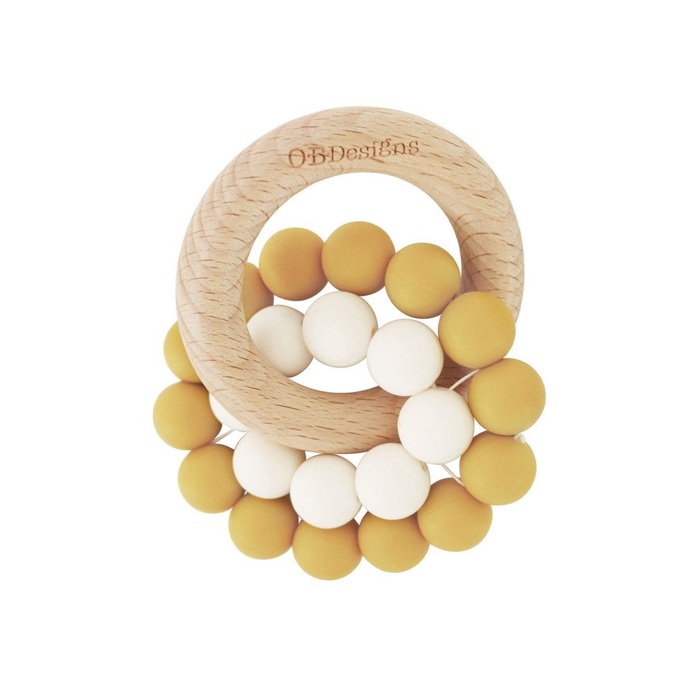 OB Designs Beechwood & Silicone Teether Toy - Tumeric