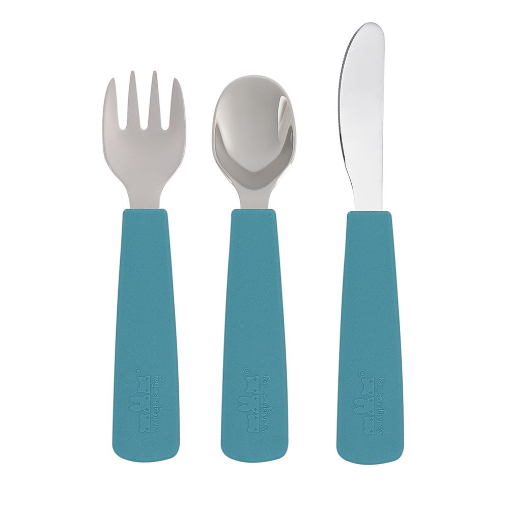 We Might Be Tiny - Toddler Feedie Cutlery Set - Blue Dusk
