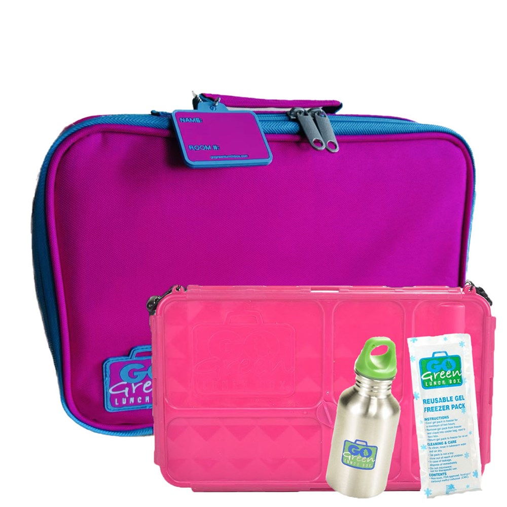 Go Green Lunch Box Set - Pretty n Pink (with Pink Food Box)