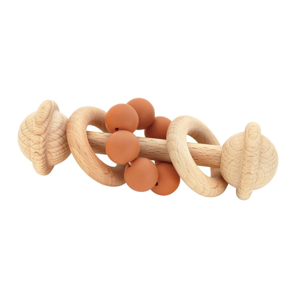 OB Designs Organic Beechwood Rattle - Cinnamon