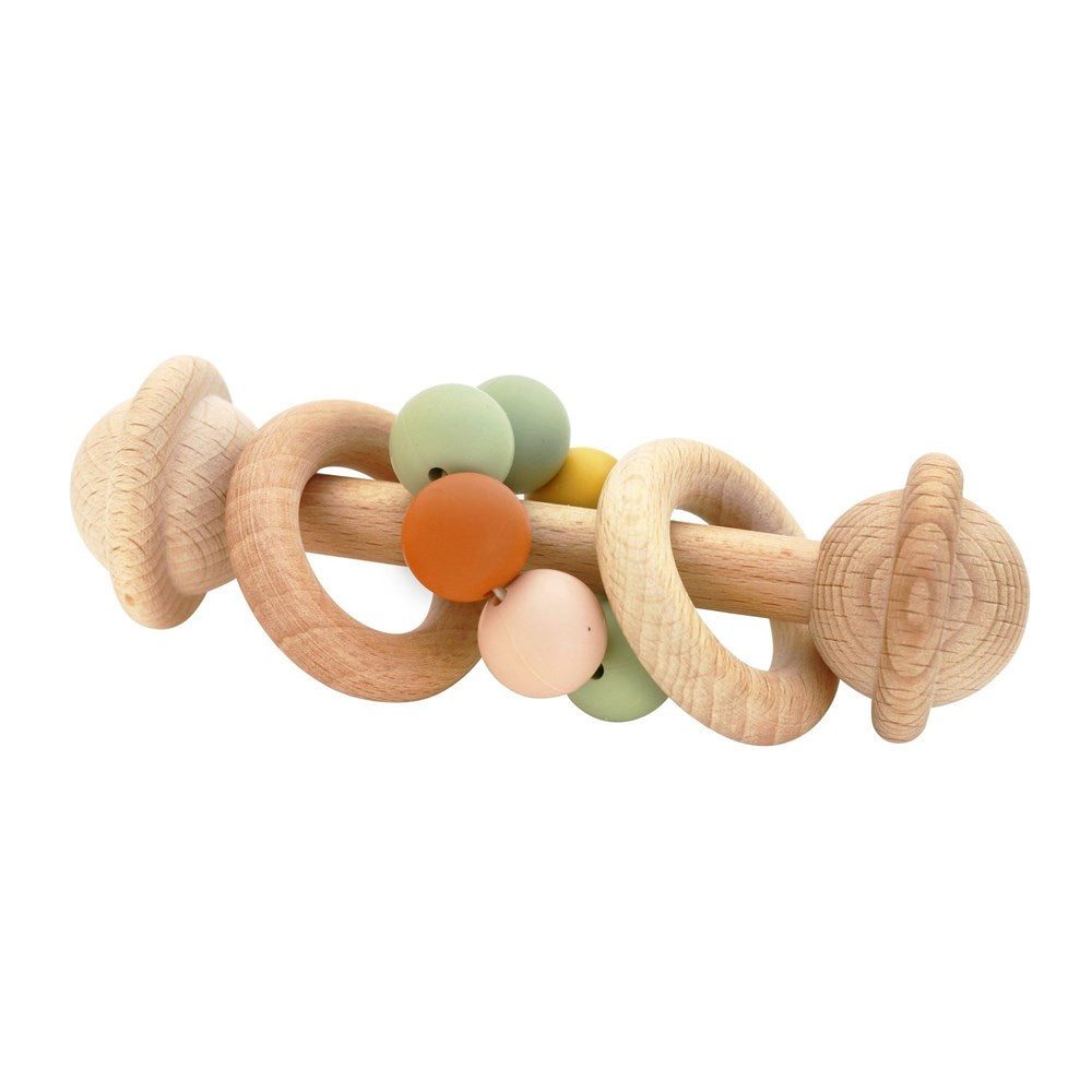 OB Designs Organic Beechwood Rattle - Multi Colour