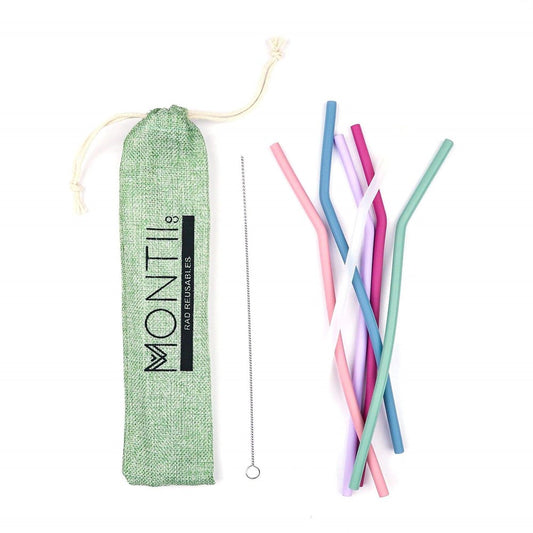 MontiiCo Reusable Silicone Straws (6 Pack) - Mellow
