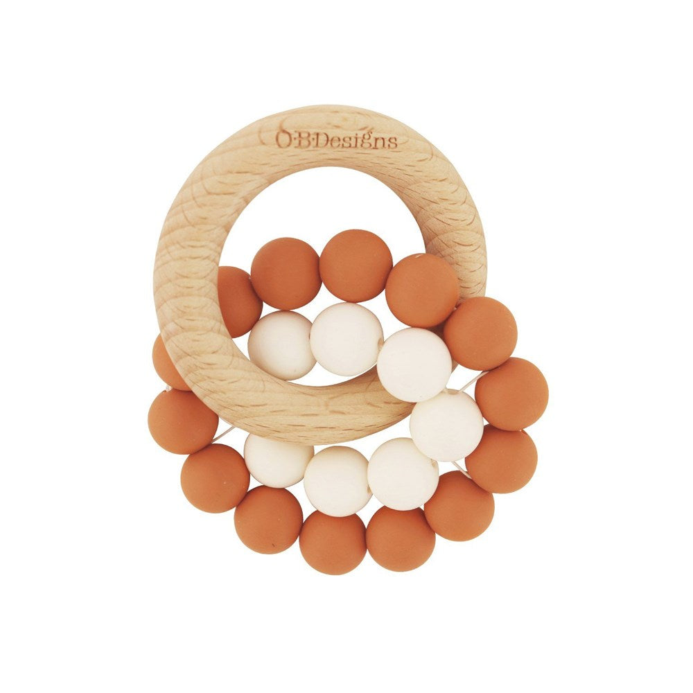 OB Designs Beechwood & Silicone Teether Toy - Cinnamon