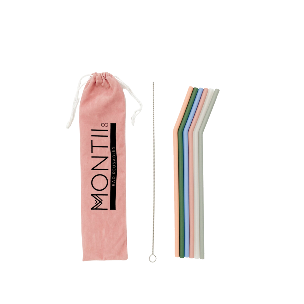 MontiiCo Reusable Silicone Straws (6 Pack) - Dawn